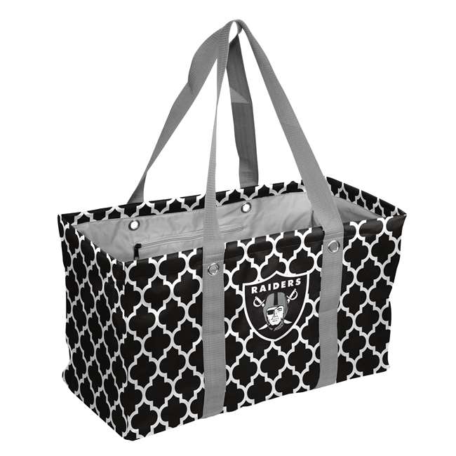 Oakland Raiders Quatrefoil Picnic Caddy