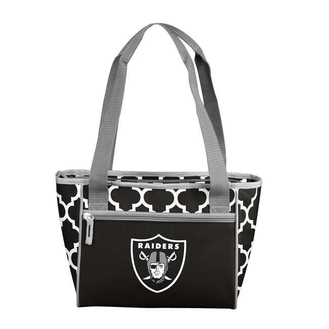 Oakland Raiders Quatrefoil 16 Can Cooler Tote