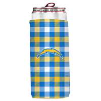 LA Chargers Plaid Slim Can Coozie