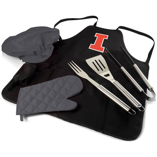 Illinois Fighting Illini BBQ Apron Grill Set  