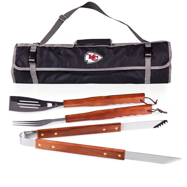 Kansas City Chiefs 3 Piece BBQ Tool Set and Tote