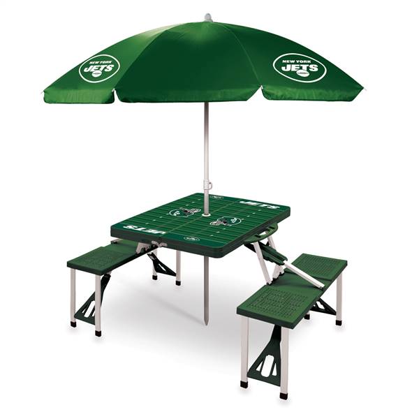 New York Jets Portable Folding Picnic Table with Umbrella