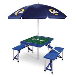 Los Angeles Rams Portable Folding Picnic Table with Umbrella