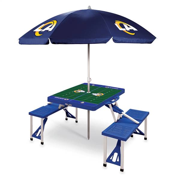 Los Angeles Rams Portable Folding Picnic Table with Umbrella