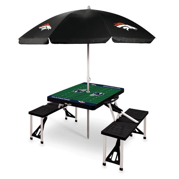 Denver Broncos Portable Folding Picnic Table with Umbrella