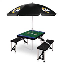 Los Angeles Rams Portable Folding Picnic Table with Umbrella
