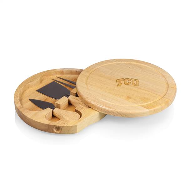 TCU Horned Frogs Cheese Tools Set and Small Cutting Board