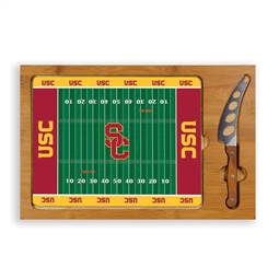 USC Trojans Glass Top Cutting Board and Knife