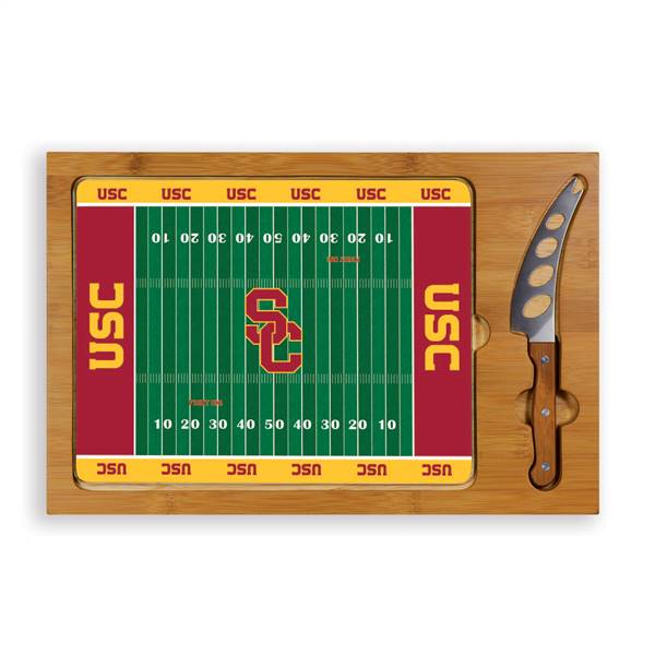 USC Trojans Glass Top Cutting Board and Knife