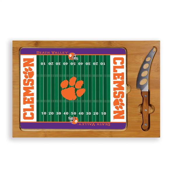 Clemson Tigers Glass Top Cutting Board and Knife