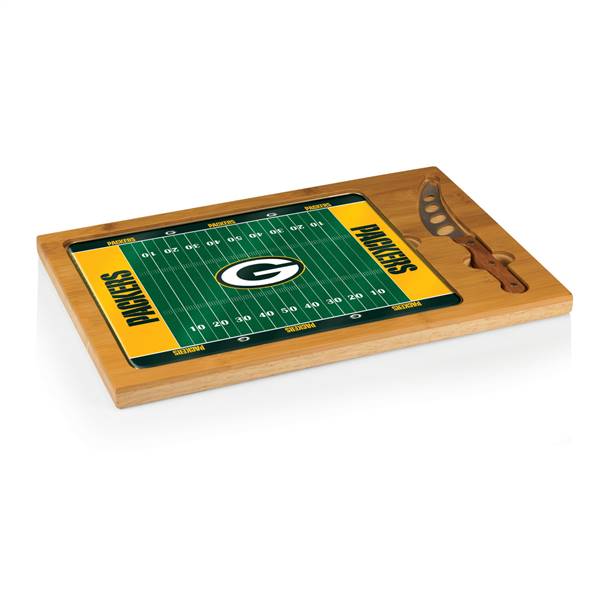 Green Bay Packers Glass Top Cutting Board and Knife
