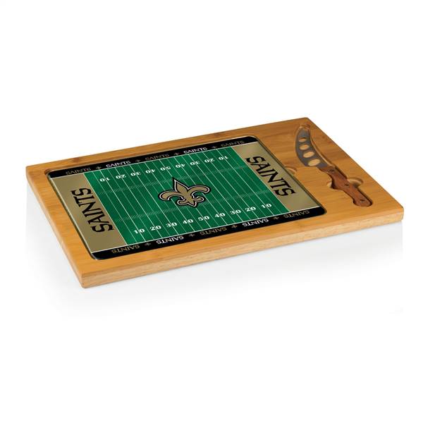 New Orleans Saints Glass Top Cutting Board and Knife