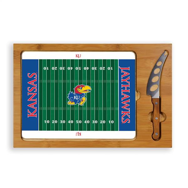 Kansas Jayhawks Glass Top Cutting Board and Knife