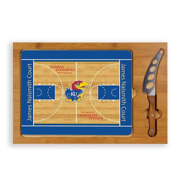 Kansas Jayhawks Glass Top Cutting Board and Knife