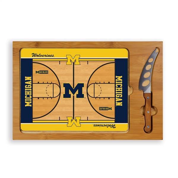 Michigan Wolverines Glass Top Cutting Board and Knife
