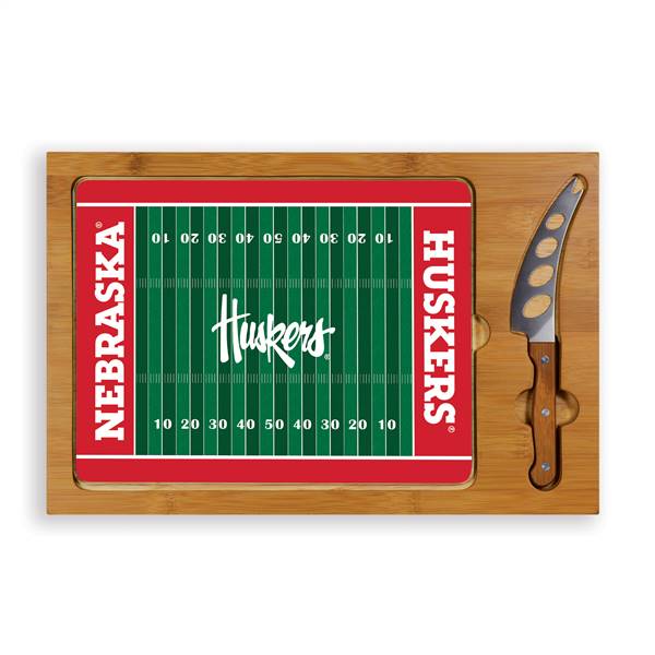 Nebraska Cornhuskers Glass Top Cutting Board and Knife