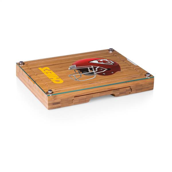 Kansas City Chiefs Glass Top Cheese Cutting Board and Tools
