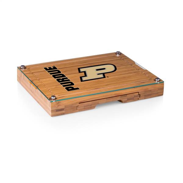 Purdue Boilermakers Glass Top Cheese Cutting Board and Tools