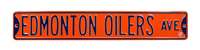 Edmonton Oilers Steel Street Sign-EDMONTON OILERS AVE orange on navy   