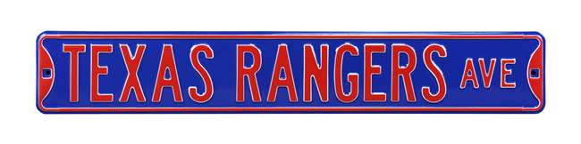 Texas Rangers Steel Street Sign-TEXAS RANGERS AVE    