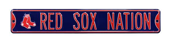 Boston Red Sox Steel Street Sign with Logo-RED SOX NATION Logo   