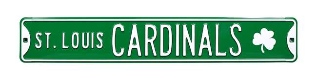 St Louis Cardinals Steel Street Sign with Logo-ST LOUIS CARDINALS Green w-Shamrock Logo