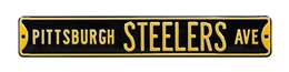 Pittsburgh Steelers Steel Street Sign-PITTSBURGH STEELERS AVE on Black    