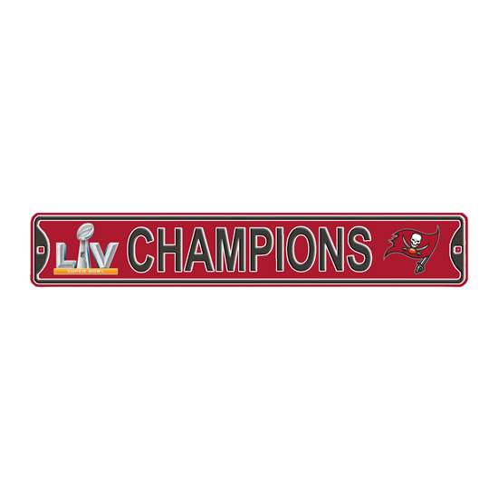 Buccaneers SBLV Champions Steel Street Sign with 2 Logos-CHAMPIONS   