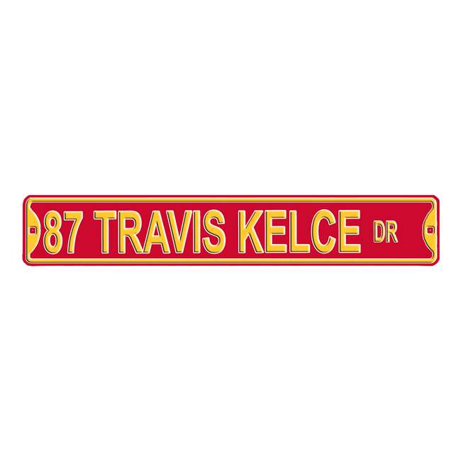 Kansas City Chiefs Super Bowl LVII Champions 87 Travis Kelce Dr Steel Street Sign 