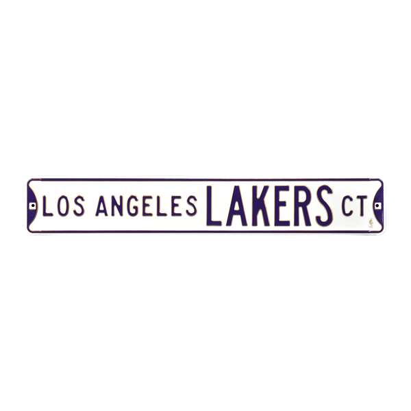 Los Angeles Lakers Steel Street Sign-LOS ANGELES LAKERS CT on White    