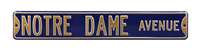 Notre Dame Steel Street Sign-NOTRE DAME AVENUE on Navy   