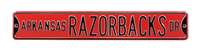 Arkansas Razorbacks Steel Street Sign-RAZORBACKS DR on Red   