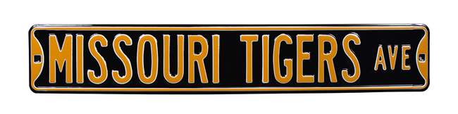 Missouri Tigers Steel Street Sign-MISSOURI TIGERS AVE on Black