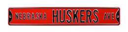 Nebraska Cornhuskers Steel Street Sign-NEBRASKA HUSKERS AVE on Red    