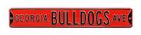 Georgia Bulldogs Steel Street Sign-GEORGIA BULLDOGS AVE on Red    