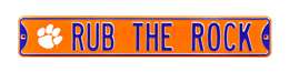 Clemson Tigers Steel Street Sign with Logo-RUB THE ROCK   
