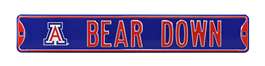 Arizona Wildcats Steel Street Sign with Logo-BEAR DOWN    