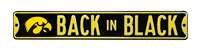 Iowa Hawkeyes Steel Street Sign with Logo-BACK IN BLACK   