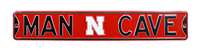 Nebraska Cornhuskers Steel Street Sign with Logo-MAN CAVE on Red   