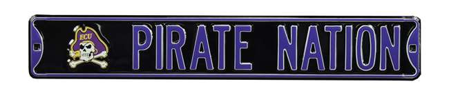 East Carolina Pirates Steel Street Sign with Logo-PIRATE NATION   