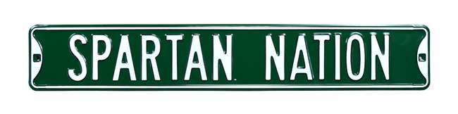 Michigan State Spartans Steel Street Sign-SPARTAN NATION    