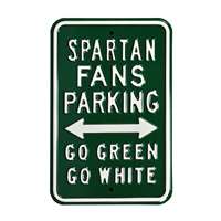 Michigan State Spartans Steel Parking Sign-Go Green Go White   