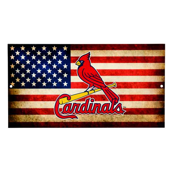 St Louis Cardinals Laser Cut Steel Logo Spirit Size-Bird on Bat on USA Flag