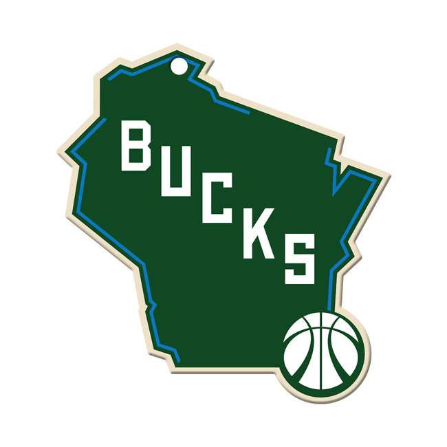 Milwaukee Bucks Laser Cut Logo Steel Magnet-State Shape Logo