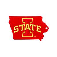 Iowa State Cyclones Laser Cut Logo Steel Magnet-State Shape with Logo   