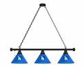 Los Angeles Dodgers 3 Shade Billiard Light with Black Fixture