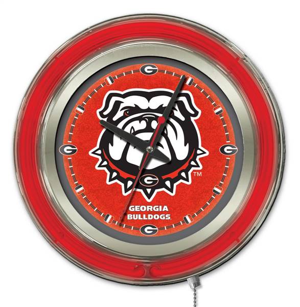 University of Georgia (Bulldog)  15 inch Double Neon Wall Clock