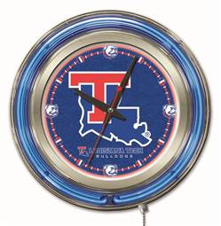 Louisiana Tech University 15 inch Double Neon Wall Clock