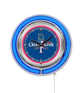 Texas Rangers - 2023 World Series Champions   Double Neon Wall Clock 15 inch 