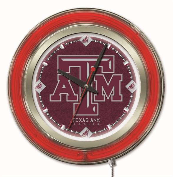 Texas A&M 15 inch Double Neon Wall Clock